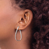 14K White Gold Polished Wavy Hoop Earrings - 2mm Thickness by 0