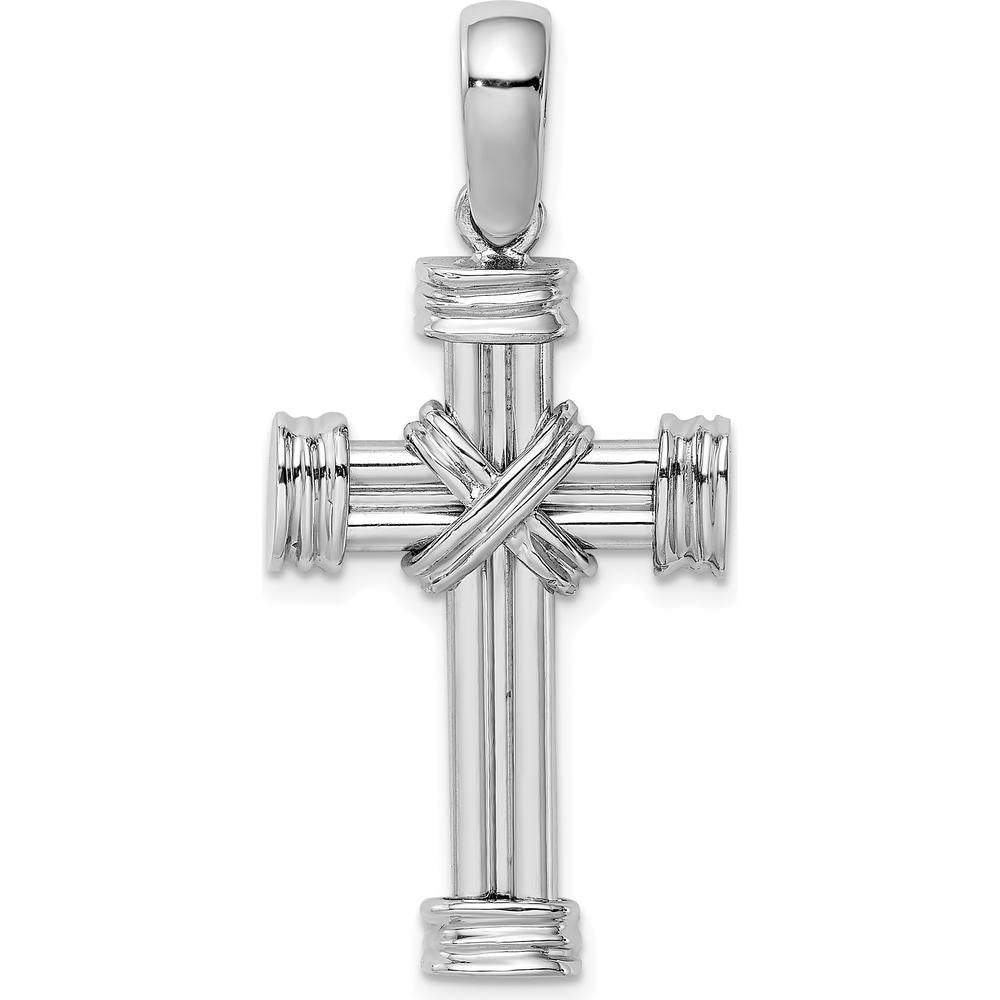 14K White Gold Polished-X Center Cross Charm - Rhodium Plated by Oro Pregiato
