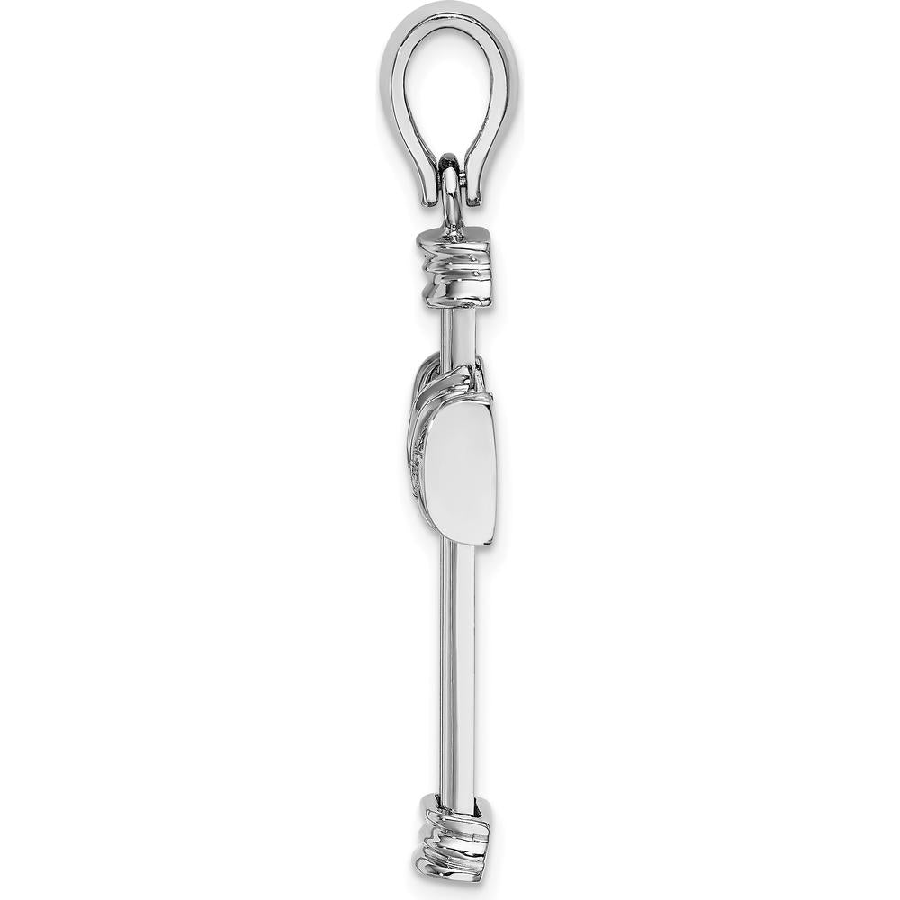 14K White Gold Polished-X Center Cross Charm - Rhodium Plated by Oro Pregiato