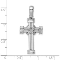 14K White Gold Polished-X Center Cross Charm - Rhodium Plated by Oro Pregiato