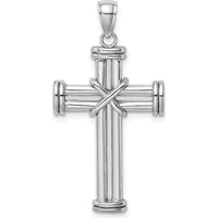 14K White Gold Polished X Center Cross Pendant - Modern Faith Design by Oro Pregiato