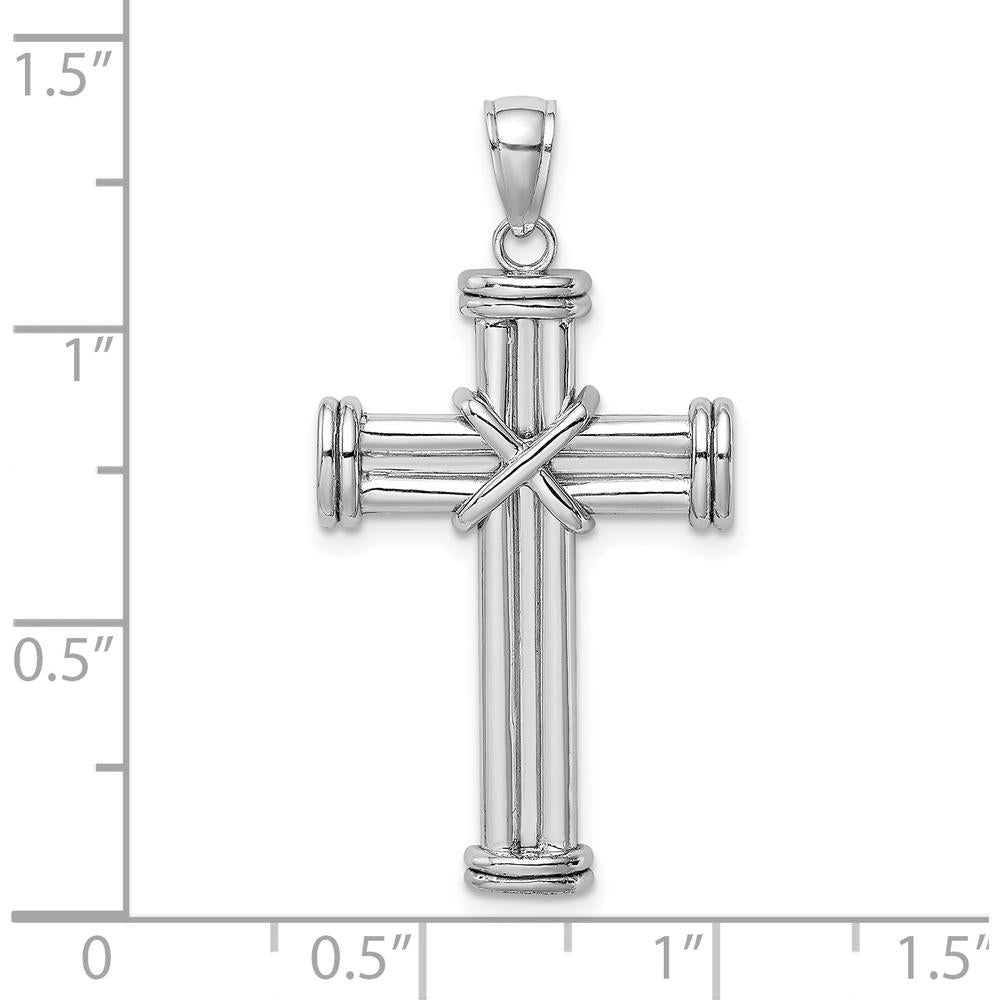 14K White Gold Polished X Center Cross Pendant - Modern Faith Design by Oro Pregiato