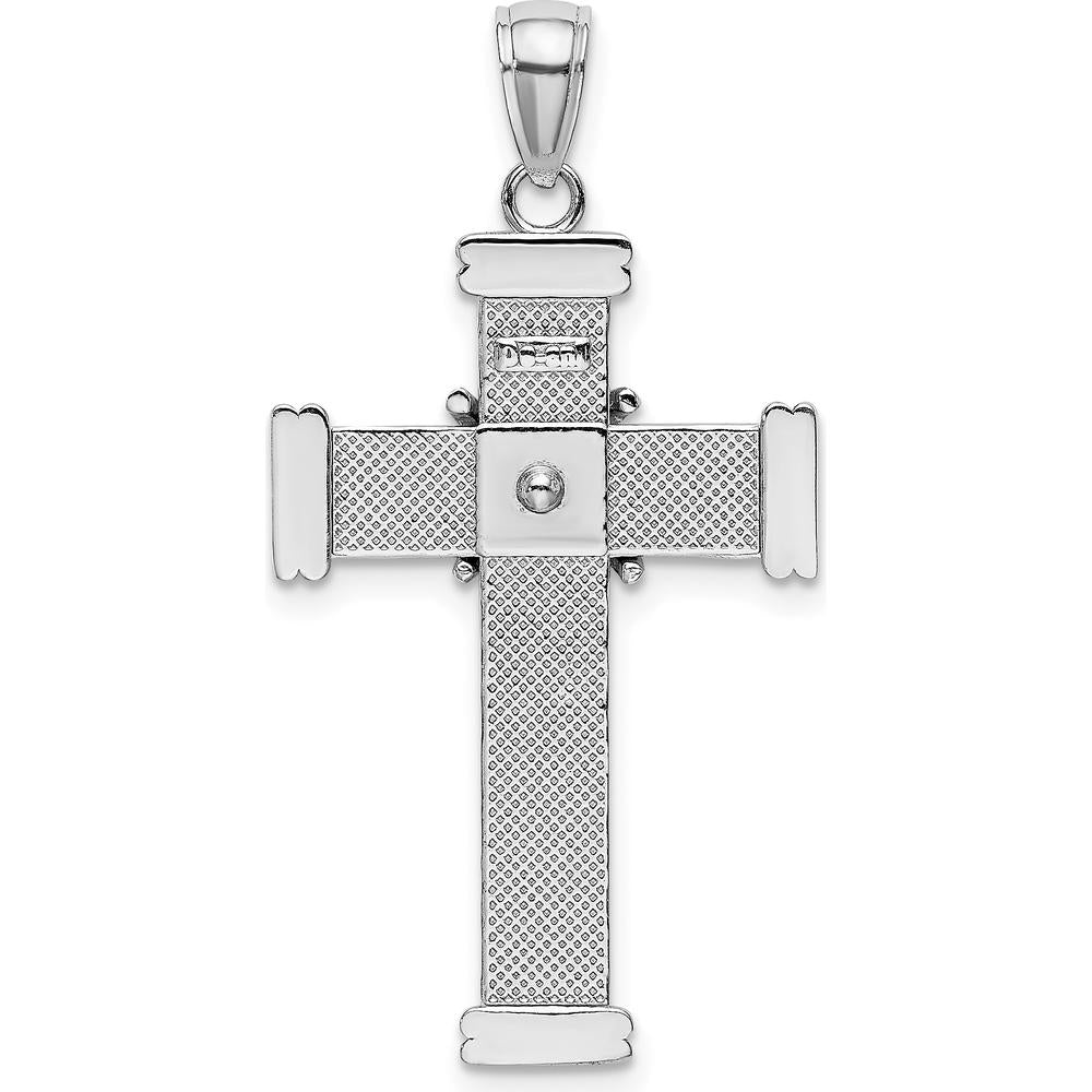 14K White Gold Polished X Center Cross Pendant - Modern Faith Design by Oro Pregiato