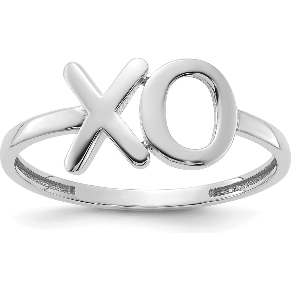 14K White Gold Polished X-O Ring - Playful Love Symbol with Modern Design by 0