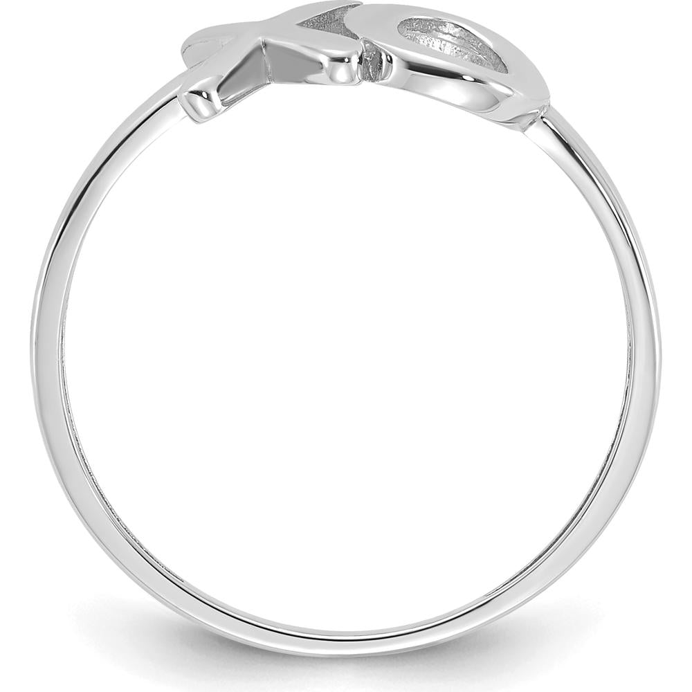 14K White Gold Polished X-O Ring - Playful Love Symbol with Modern Design by 0