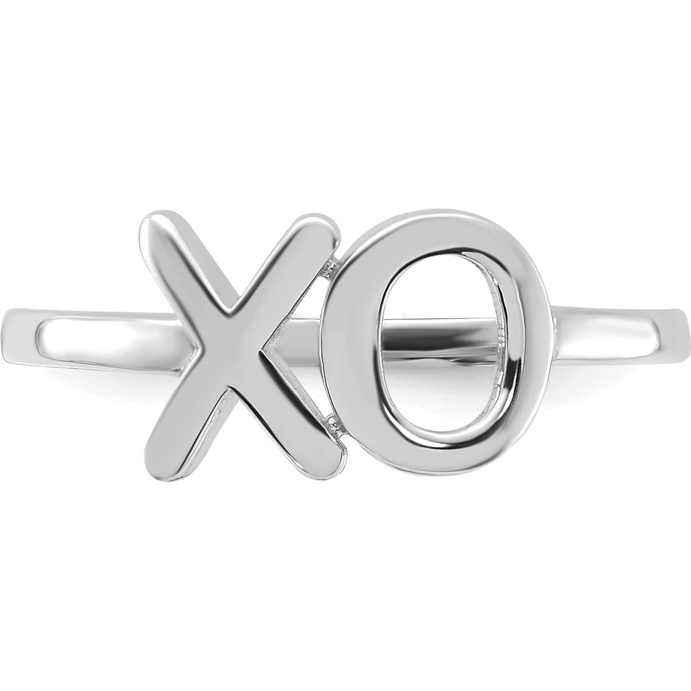 14K White Gold Polished X-O Ring - Playful Love Symbol with Modern Design by 0
