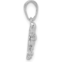 14K White Gold Poodle Dog Pendant - Polished & Rhodium Plated by Oro Pregiato