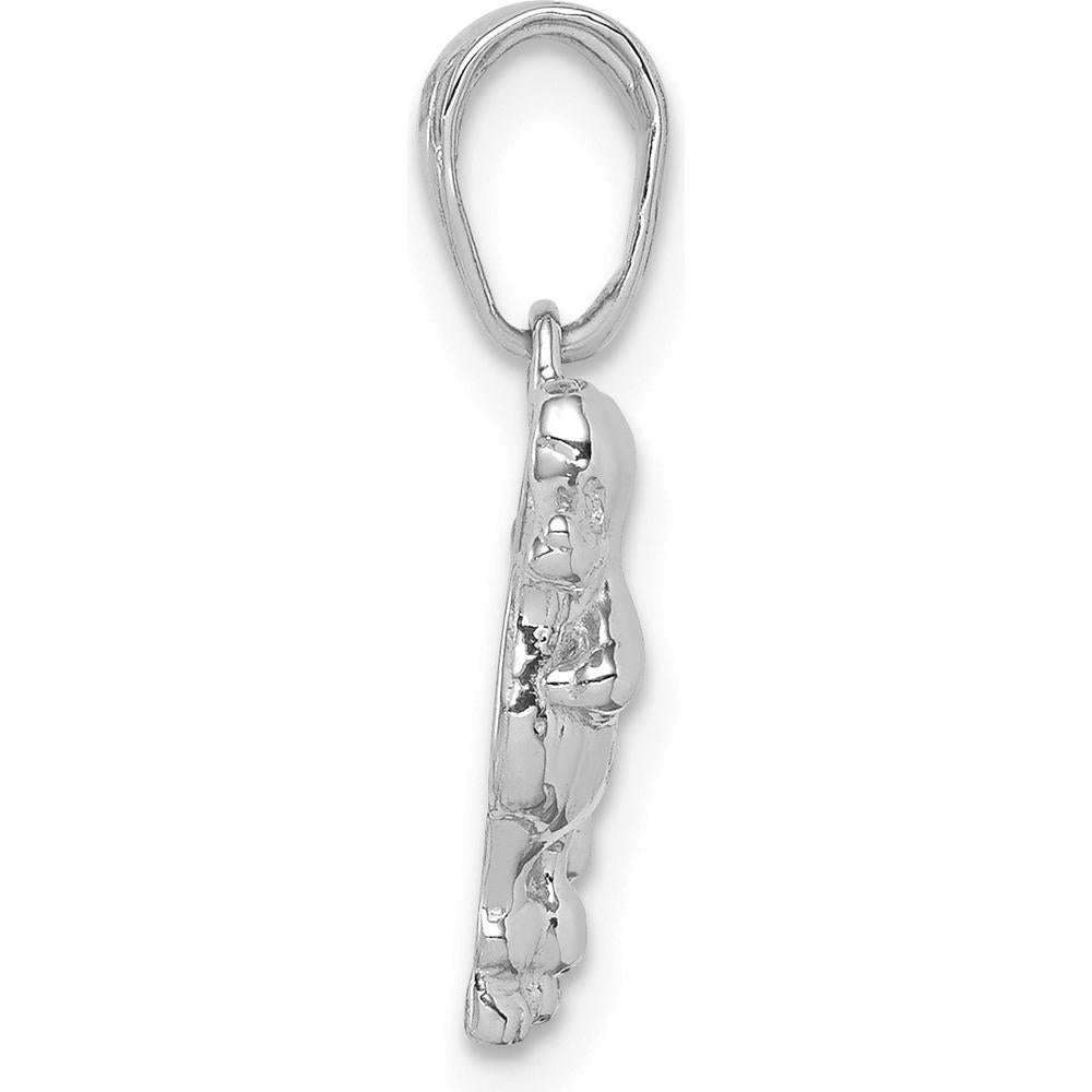 14K White Gold Poodle Dog Pendant - Polished & Rhodium Plated by Oro Pregiato