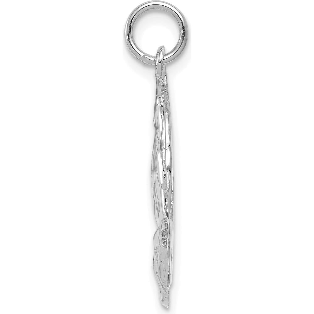 14K White Gold Praying Hands Pendant with Polished Rhodium Finish - 26mm Length by Oro Pregiato