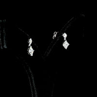 14K White Gold Princess and Brilliant Cut Lab Diamond Drop Earrings - 1.40 Carat Total Weight, E-F Color VS Clarity - Covaloro Fine Jewelry