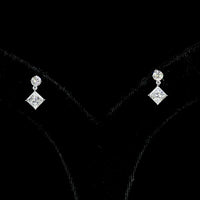 14K White Gold Princess and Brilliant Cut Lab Diamond Drop Earrings - 1.40 Carat Total Weight, E-F Color VS Clarity - Covaloro Fine Jewelry