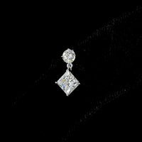 14K White Gold Princess and Brilliant Cut Lab Diamond Drop Earrings - 1.40 Carat Total Weight, E-F Color VS Clarity - Covaloro Fine Jewelry