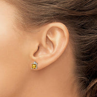 14K White Gold Princess Citrine and Diamond Stud Earrings - 0.75 Carat Total Gem Weight by Monteluci Fine Jewelry