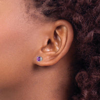 14K White Gold Princess Cut Amethyst Stud Earrings - 1.10 Carat Total Amethyst Weight by Monteluci Fine Jewelry
