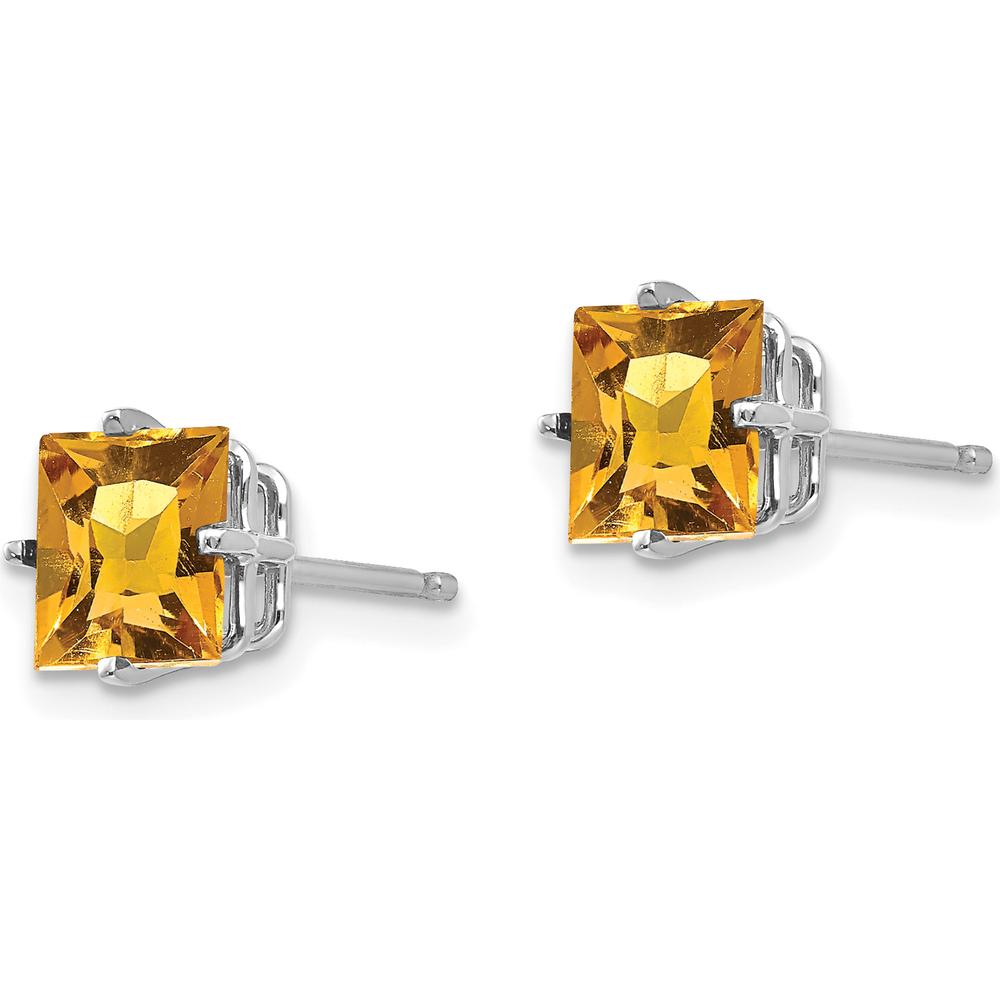 14K White Gold Princess Cut Citrine Earrings - 1.0 Carat Total Gem Weight by Monteluci Fine Jewelry