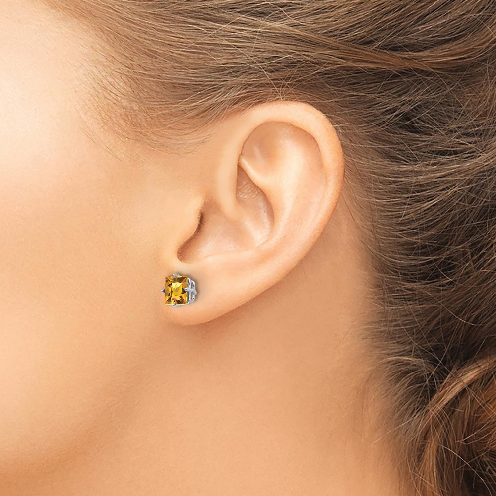 14K White Gold Princess Cut Citrine Earrings - 1.0 Carat Total Gem Weight by Monteluci Fine Jewelry
