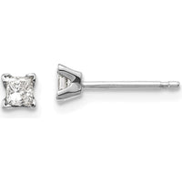14K White Gold Princess Cut Diamond Earrings - 0.12 Carat Total Diamond Weight by Monteluci Fine Jewelry