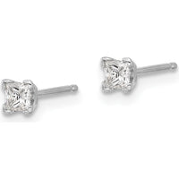 14K White Gold Princess Cut Diamond Earrings - 0.12 Carat Total Diamond Weight by Monteluci Fine Jewelry