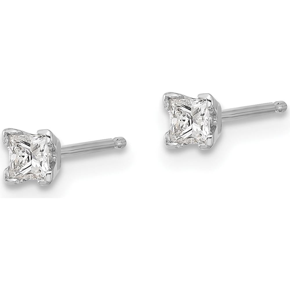 14K White Gold Princess Cut Diamond Earrings - 0.12 Carat Total Diamond Weight by Monteluci Fine Jewelry