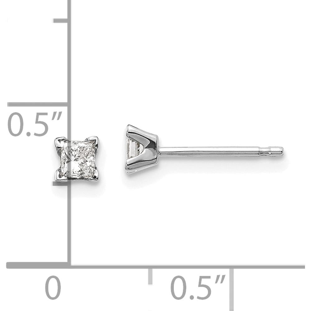 14K White Gold Princess Cut Diamond Earrings - 0.12 Carat Total Diamond Weight by Monteluci Fine Jewelry