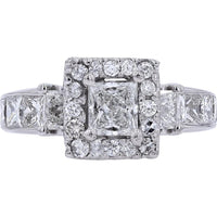 14K White Gold Princess Cut Diamond Engagement Ring - 2.21 Carats Total Diamond Weight