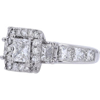 14K White Gold Princess Cut Diamond Engagement Ring - 2.21 Carats Total Diamond Weight