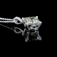 14K White Gold Princess Cut Diamond Pendant with Brilliant Cut Accent Stones - 3.39 Carat Total Weight (IGI Certified Lab Diamonds) - Covaloro Fine Jewelry