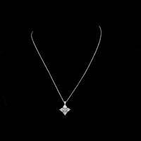 14K White Gold Princess Cut Diamond Pendant with Brilliant Round Side Stones - 5.11 Carat Total Diamond Weight (Lab Diamonds, E-F Color VS1 Clarity) - Covaloro Fine Jewelry