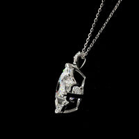 14K White Gold Princess Cut Diamond Pendant with Brilliant Round Side Stones - 5.11 Carat Total Diamond Weight (Lab Diamonds, E-F Color VS1 Clarity) - Covaloro Fine Jewelry
