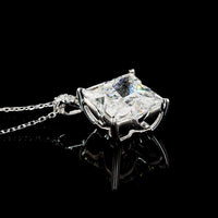 14K White Gold Princess Cut Diamond Pendant with Brilliant Round Side Stones - 5.11 Carat Total Diamond Weight (Lab Diamonds, E-F Color VS1 Clarity) - Covaloro Fine Jewelry