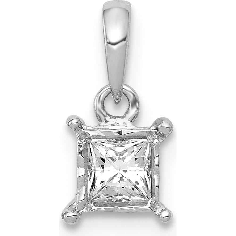 14K White Gold Princess Cut Diamond Square Pendant - 0.20 Carat Diamond Weight by Monteluci Fine Jewelry