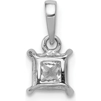 14K White Gold Princess Cut Diamond Square Pendant - 0.20 Carat Diamond Weight by Monteluci Fine Jewelry