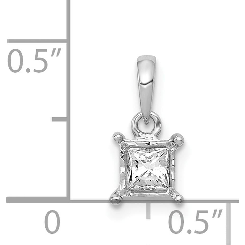 14K White Gold Princess Cut Diamond Square Pendant - 0.20 Carat Diamond Weight by Monteluci Fine Jewelry