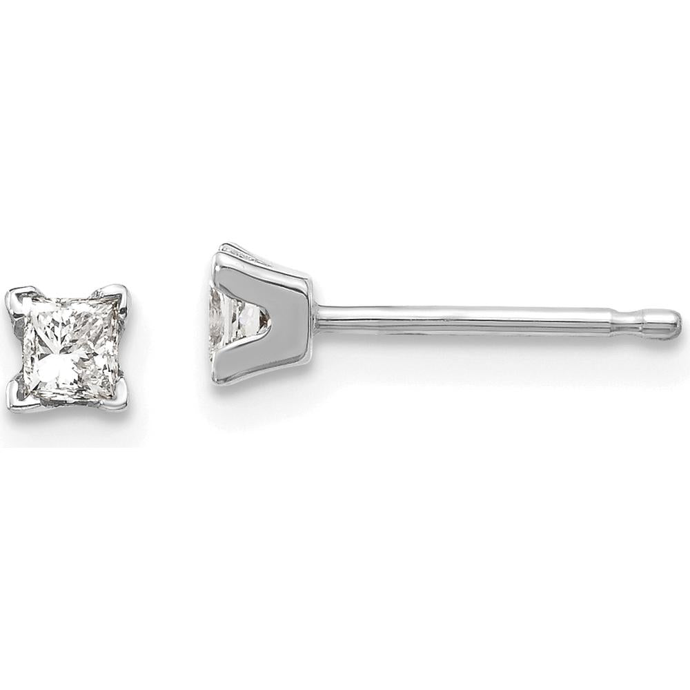 14K White Gold Princess Cut Diamond Stud Earrings - 0.16 Carat Total Diamond Weight by Monteluci Fine Jewelry