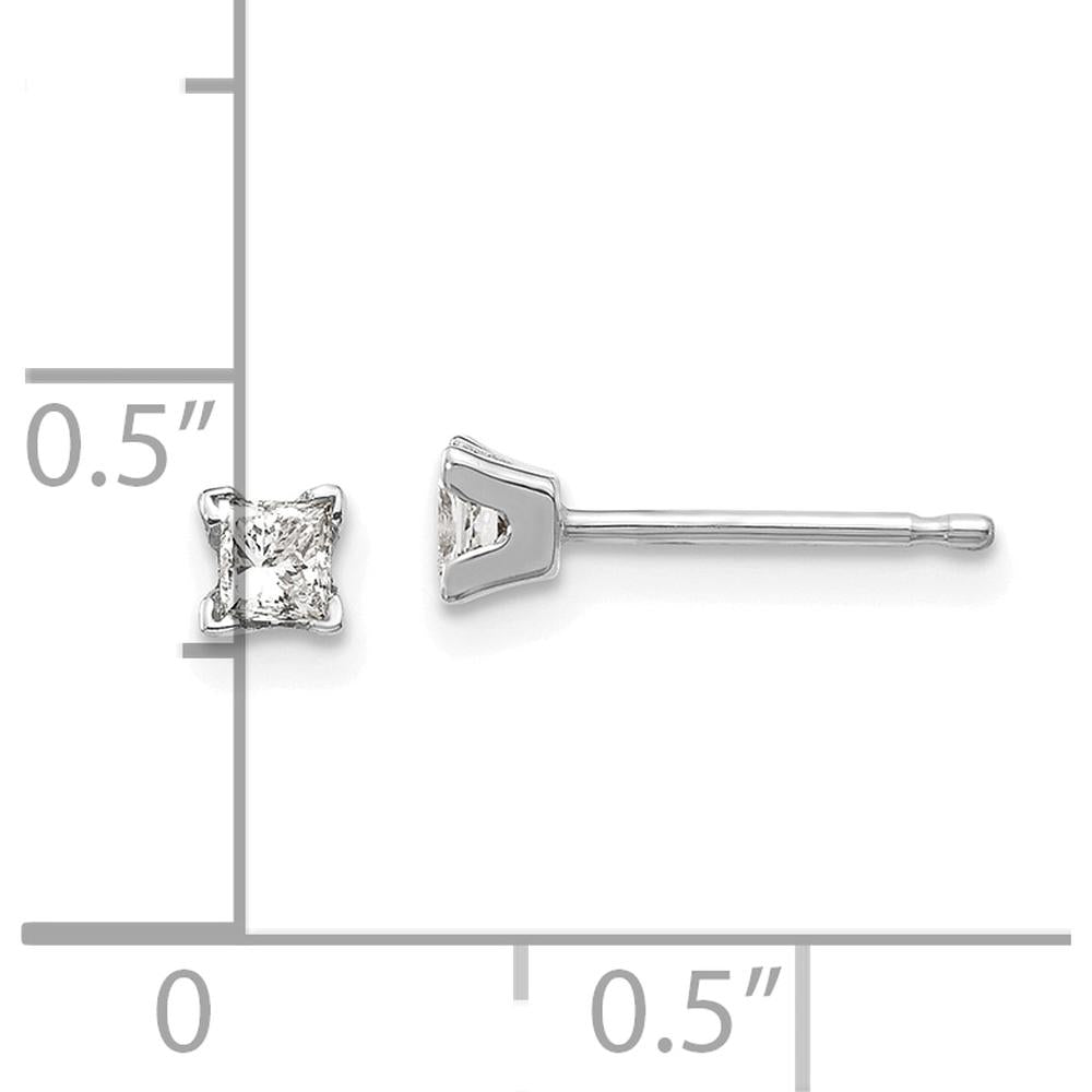 14K White Gold Princess Cut Diamond Stud Earrings - 0.16 Carat Total Diamond Weight by Monteluci Fine Jewelry