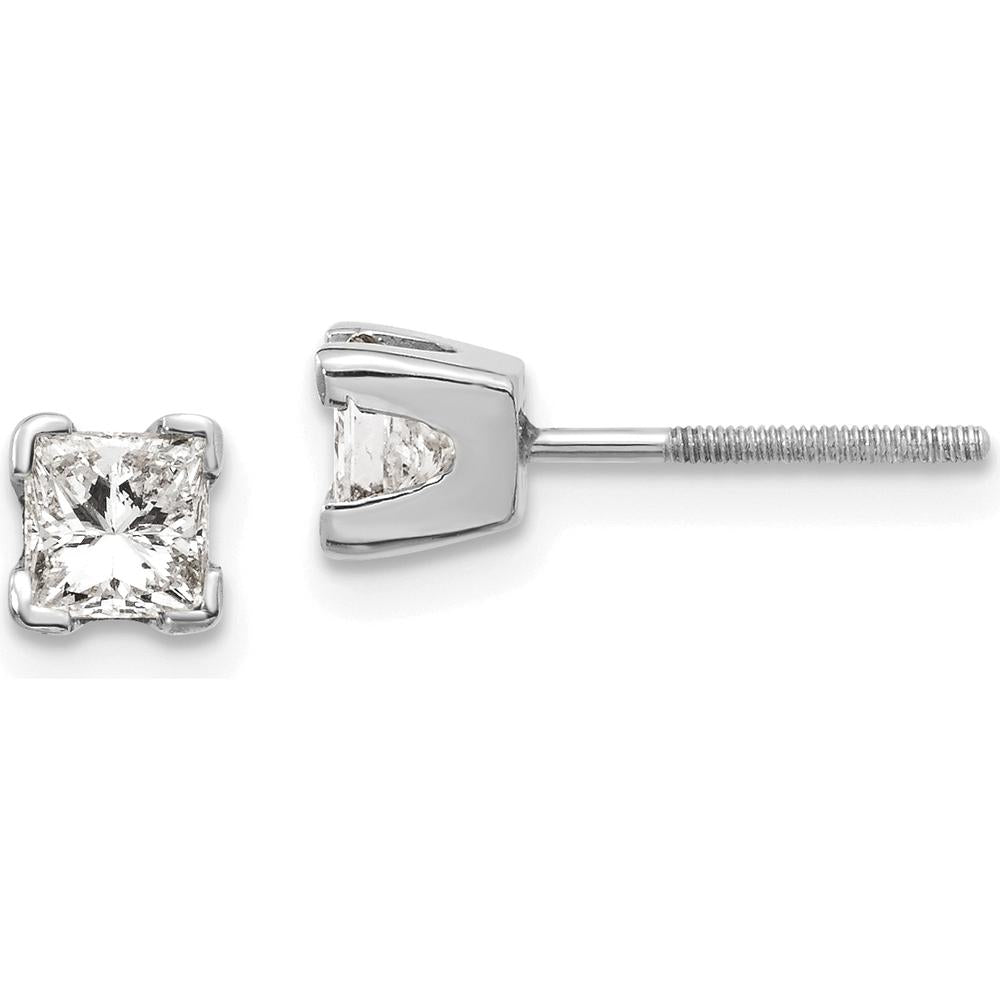 14K White Gold Princess Cut Diamond Stud Earrings - 0.33 Carat Total Diamond Weight by Monteluci Fine Jewelry