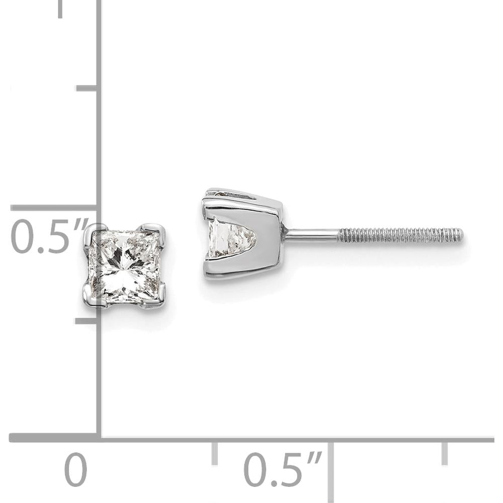 14K White Gold Princess Cut Diamond Stud Earrings - 0.33 Carat Total Diamond Weight by Monteluci Fine Jewelry