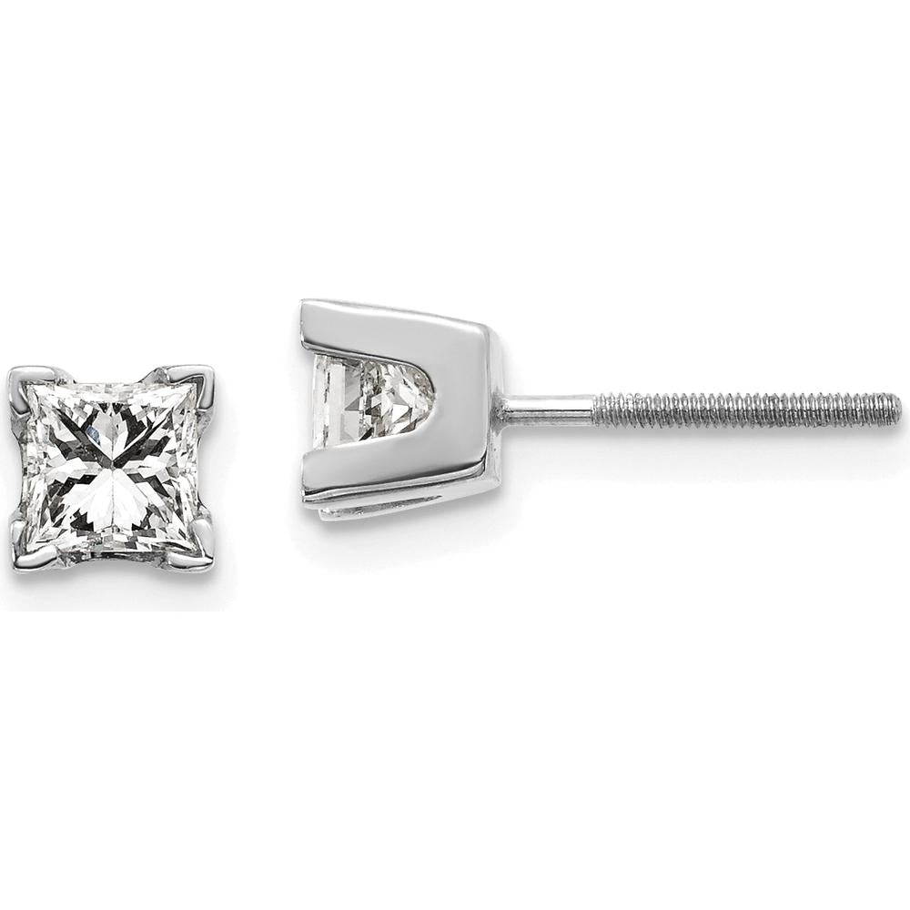 14K White Gold Princess Cut Diamond Stud Earrings - 0.8 Carat Total Diamond Weight by Monteluci Fine Jewelry
