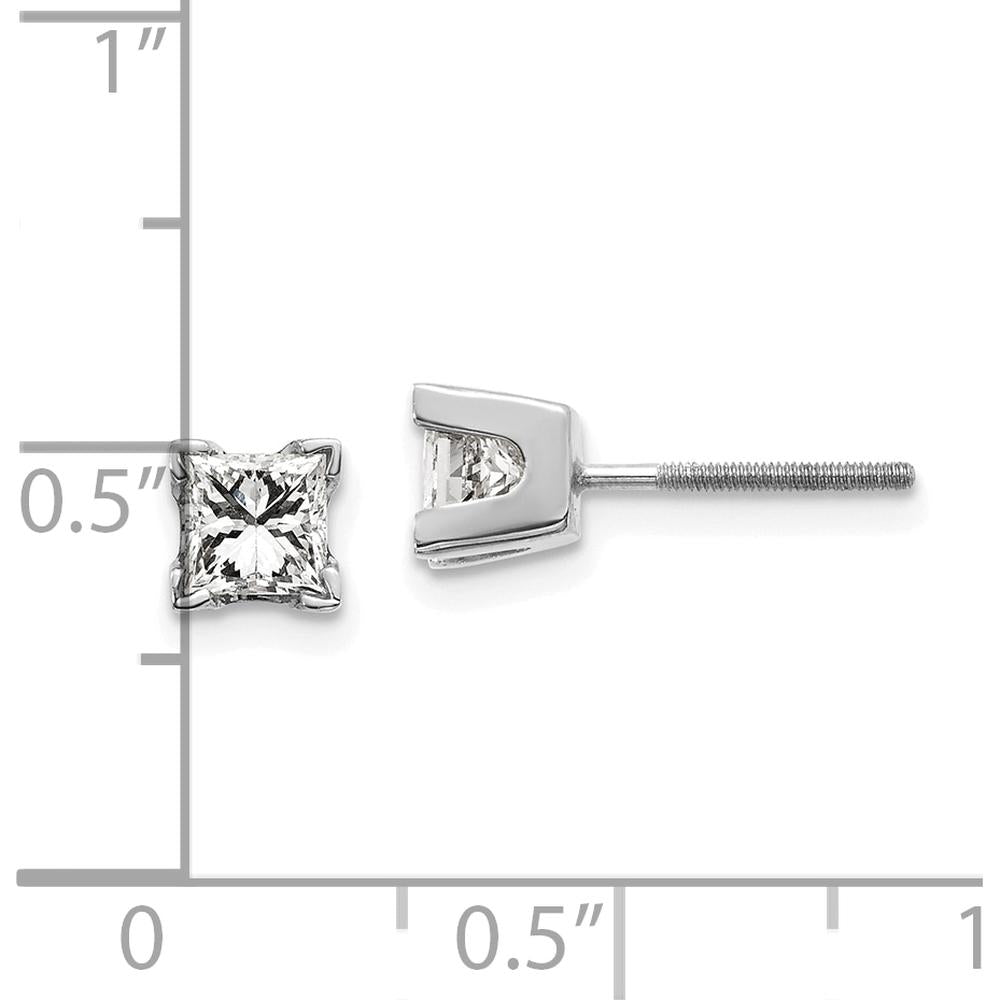 14K White Gold Princess Cut Diamond Stud Earrings - 0.8 Carat Total Diamond Weight by Monteluci Fine Jewelry