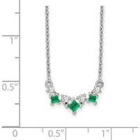 14K White Gold Princess Cut Emerald and Diamond Necklace - 0.40 Carat Total Emerald Weight, 0.06 Carat Total Diamond Weight by Lumare Gioia