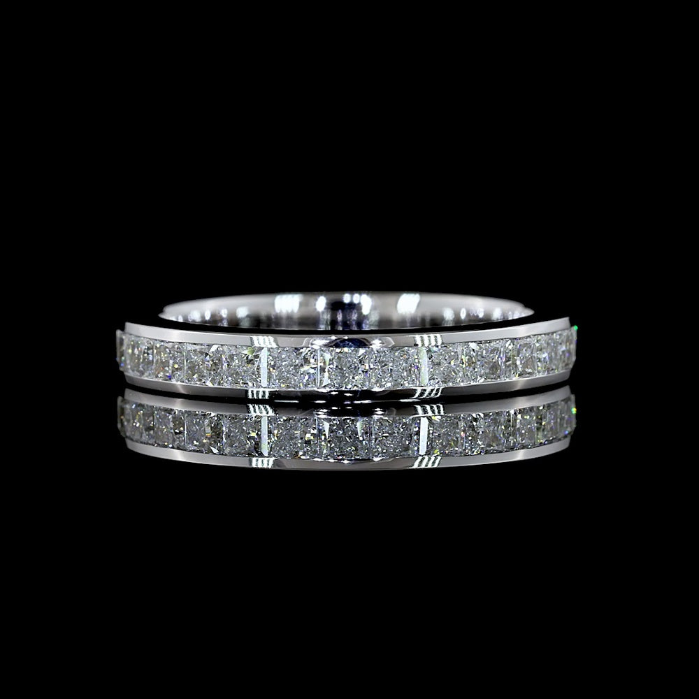 14K White Gold Princess Cut Eternity Band with Channel Set Lab Diamonds - 1.59 Carats Total Diamond Weight - Covaloro Fine Jewelry