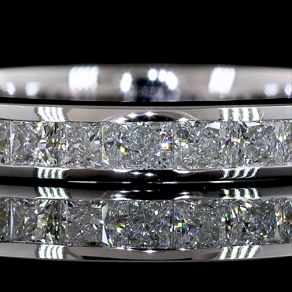 14K White Gold Princess Cut Eternity Band with Channel Set Lab Diamonds - 1.59 Carats Total Diamond Weight - Covaloro Fine Jewelry