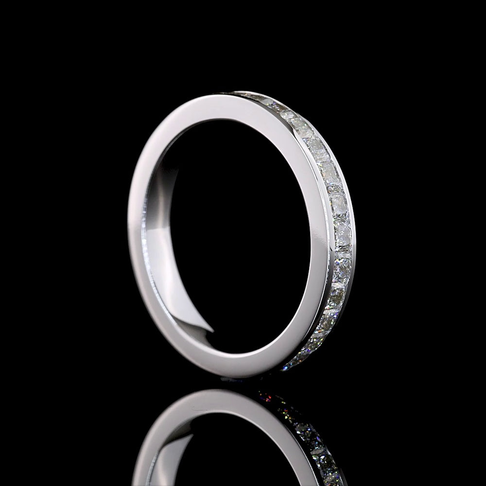 14K White Gold Princess Cut Eternity Band with Channel Set Lab Diamonds - 1.59 Carats Total Diamond Weight - Covaloro Fine Jewelry