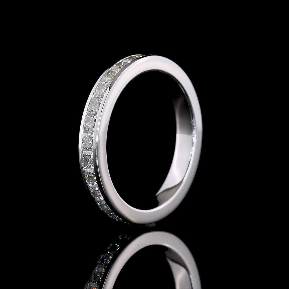 14K White Gold Princess Cut Eternity Band with Channel Set Lab Diamonds - 1.59 Carats Total Diamond Weight - Covaloro Fine Jewelry