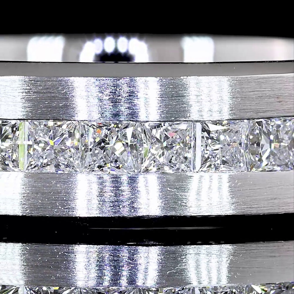 14K White Gold Princess Cut Eternity Band with Channel Set Lab Diamonds - 1.88 Carats Total Diamond Weight - Covaloro Fine Jewelry