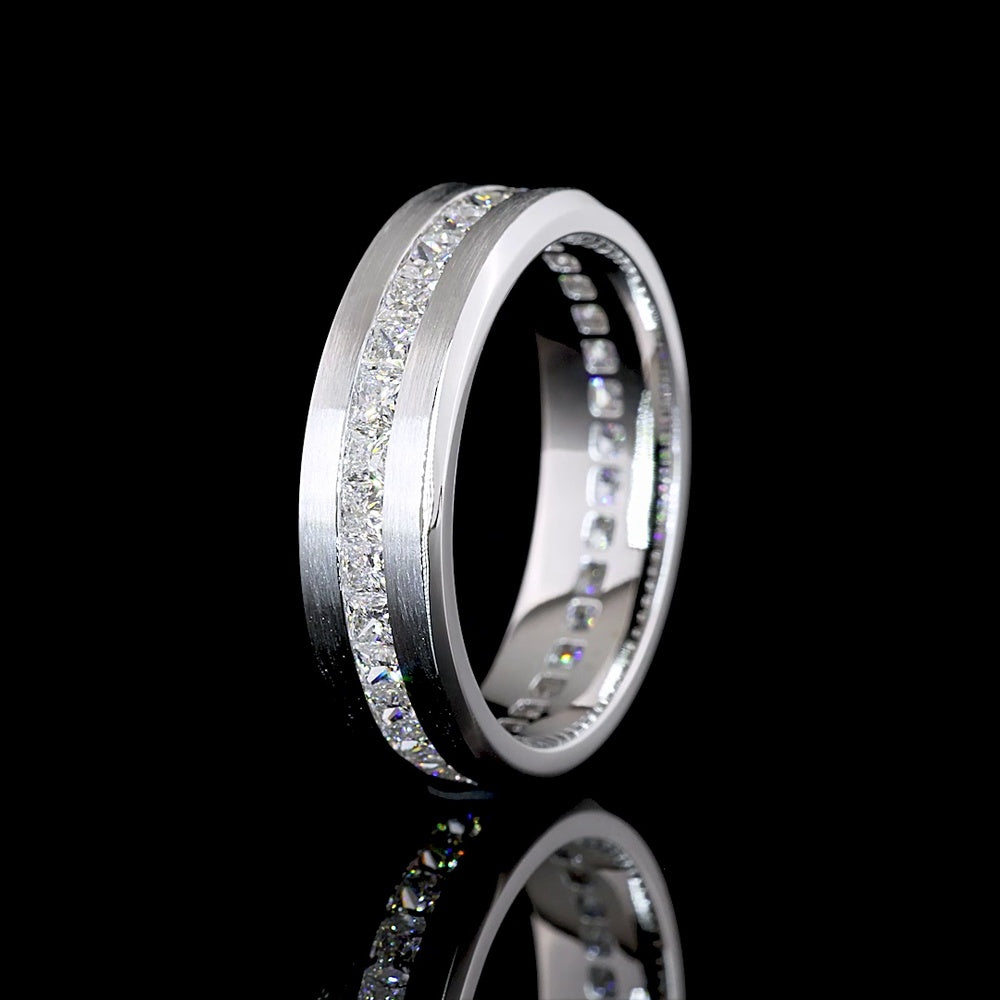 14K White Gold Princess Cut Eternity Band with Channel Set Lab Diamonds - 1.88 Carats Total Diamond Weight - Covaloro Fine Jewelry