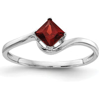 14K White Gold Princess Cut Garnet Ring - 0.50 Carat Total Gemstone Weight by Monteluci Fine Jewelry