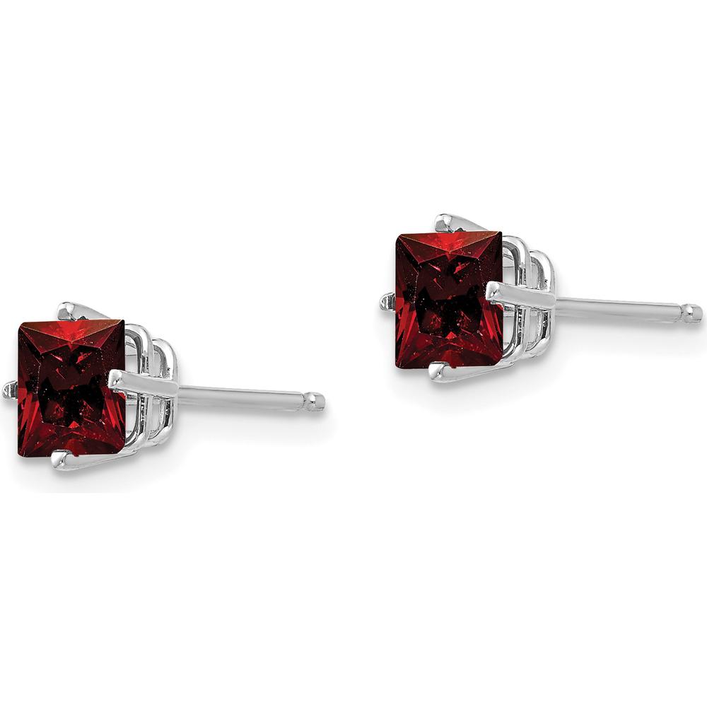14K White Gold Princess Cut Garnet Stud Earrings - 0.85 Carat Total Garnet Weight by Monteluci Fine Jewelry