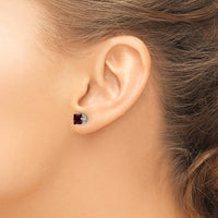 14K White Gold Princess Cut Garnet Stud Earrings - 0.85 Carat Total Garnet Weight by Monteluci Fine Jewelry