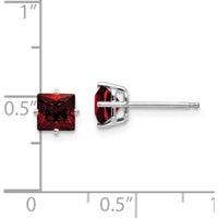 14K White Gold Princess Cut Garnet Stud Earrings - 0.85 Carat Total Garnet Weight by Monteluci Fine Jewelry
